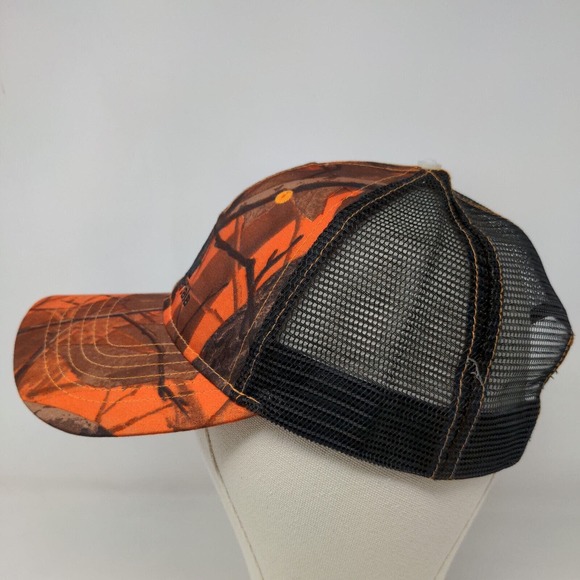 Cap America Men's Snapback Mesh Back Hat Orange Camouflage Embroidered Logo - Picture 3 of 7
